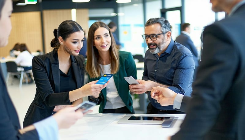 Team of consultants discussing digital payment solutions at Bilateral